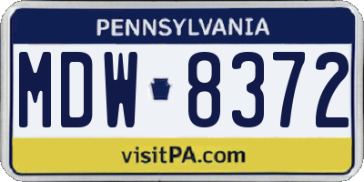 PA license plate MDW8372