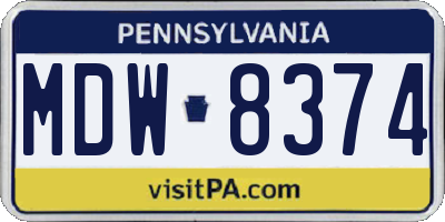 PA license plate MDW8374