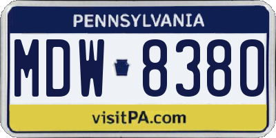 PA license plate MDW8380