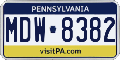 PA license plate MDW8382
