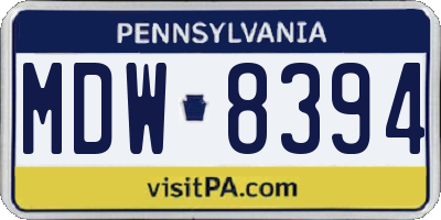 PA license plate MDW8394