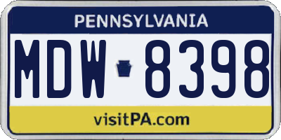 PA license plate MDW8398