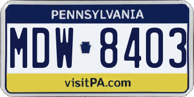 PA license plate MDW8403