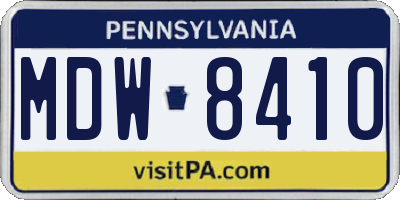 PA license plate MDW8410
