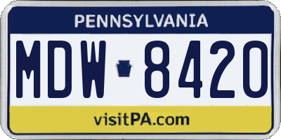 PA license plate MDW8420