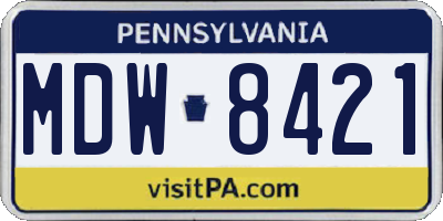 PA license plate MDW8421