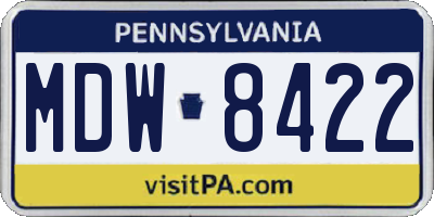 PA license plate MDW8422