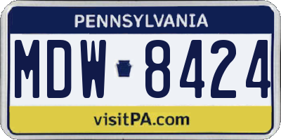 PA license plate MDW8424