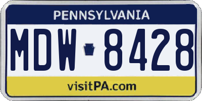 PA license plate MDW8428