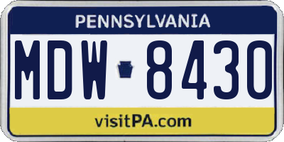 PA license plate MDW8430