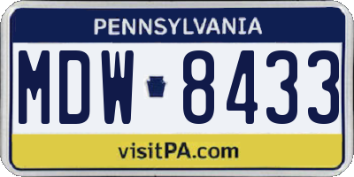 PA license plate MDW8433