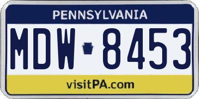 PA license plate MDW8453