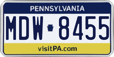 PA license plate MDW8455