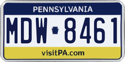 PA license plate MDW8461