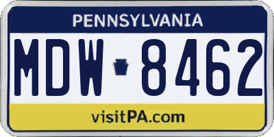 PA license plate MDW8462