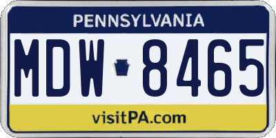 PA license plate MDW8465