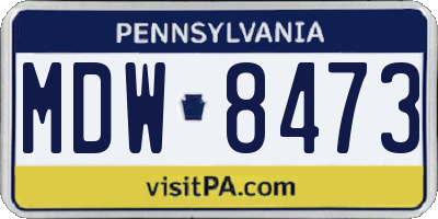 PA license plate MDW8473