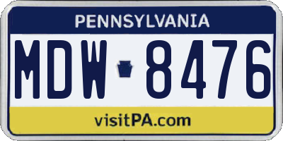PA license plate MDW8476
