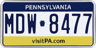 PA license plate MDW8477