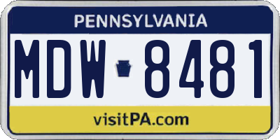 PA license plate MDW8481