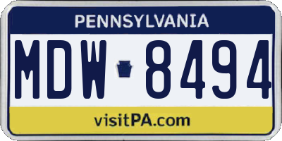 PA license plate MDW8494