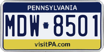 PA license plate MDW8501