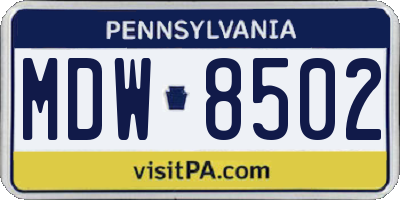 PA license plate MDW8502