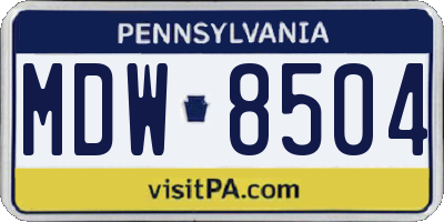 PA license plate MDW8504