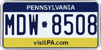 PA license plate MDW8508