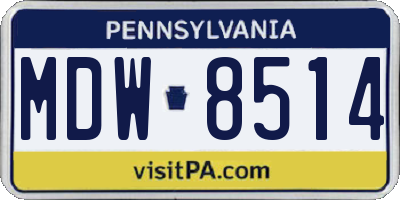 PA license plate MDW8514