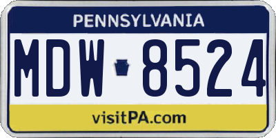 PA license plate MDW8524