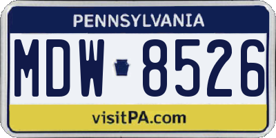 PA license plate MDW8526