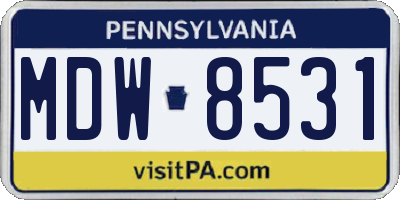 PA license plate MDW8531