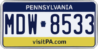 PA license plate MDW8533