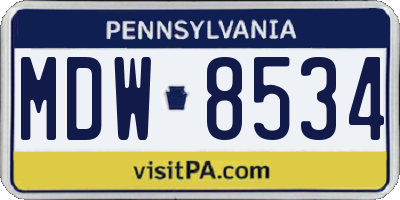 PA license plate MDW8534