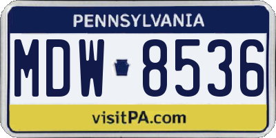 PA license plate MDW8536