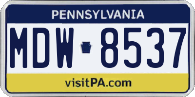 PA license plate MDW8537