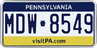 PA license plate MDW8549