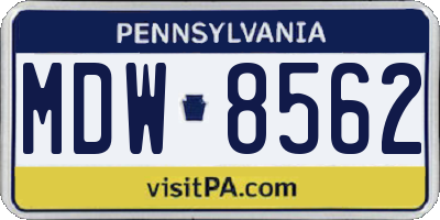 PA license plate MDW8562