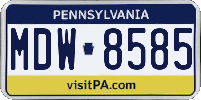 PA license plate MDW8585