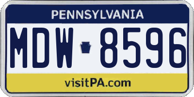 PA license plate MDW8596