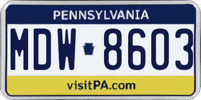 PA license plate MDW8603