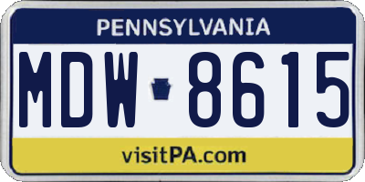PA license plate MDW8615