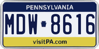 PA license plate MDW8616