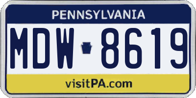 PA license plate MDW8619