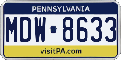 PA license plate MDW8633