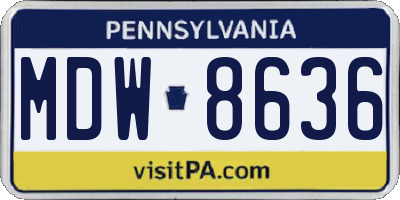 PA license plate MDW8636