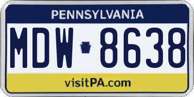 PA license plate MDW8638