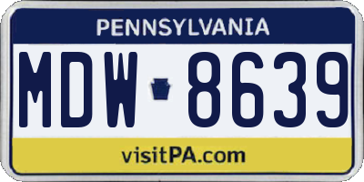PA license plate MDW8639