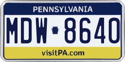 PA license plate MDW8640